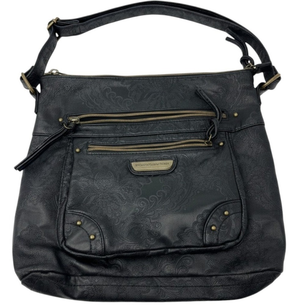 Stone Mountain USA Black Embossed Paisley Crossbody Bag Vintage-Style Y2K